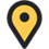 Icône jaune d'épingle de localisation ou de marqueur de carte Lumio.
