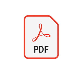 Image showing a white document with a red border and the PDF format symbol, indicating a portable document file.