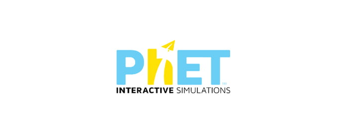 PhET Interactive Simulations logo with a yellow and blue color scheme.