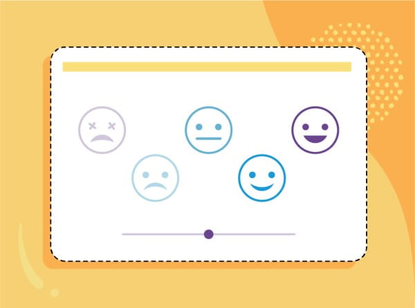 A digital display featuring a range of emoticons from sad to happy, illustrating tools for emotional literacy such as quick check-ins and mindfulness activities.