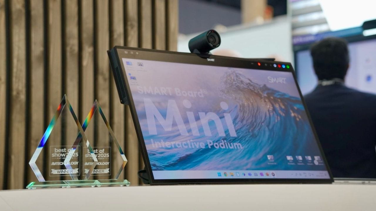 The SMART Board Mini alongside two Best of Show awards from ISE 2025.
