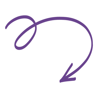 Purple curved arrow forming a loop with a pointed end.