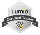  badge with the words 'Certified Trainer' in the center, surrounded by a shield shape featuring the Lumio logo.