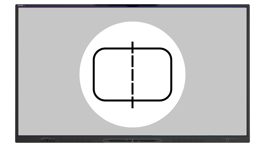 An icon representing splitting the screen. The icon depicts a divided display, with two sections side by side.