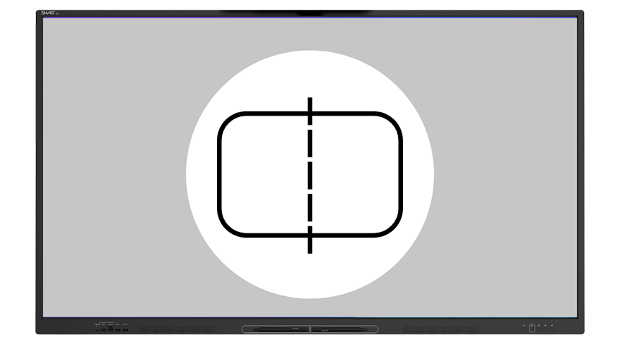 An icon representing splitting the screen. The icon depicts a divided display, with two sections side by side.