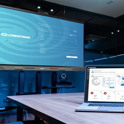 The Crestron Connected system on a SMART Board interactive display for business.