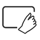 Icon for 'Ignore palm resting' feature, depicting a hand with a highlighted palm over a square, symbolizing the device's ability to distinguish between purposeful touch and a resting palm.