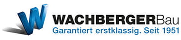 Wachberger Bau logo with tagline 'Garantiert erstklassig. Seit 1951,' representing the construction company's commitment to quality since 1951.