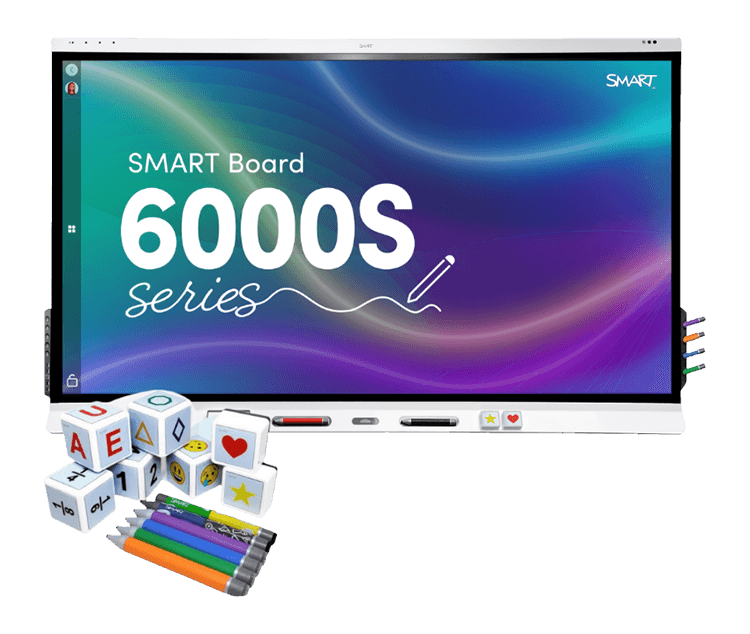 SMART Board 6000S series interactive display with assorted educational tools.