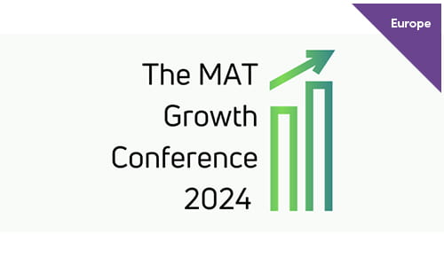 Logo for The MAT Growth Conference 2024, featuring an upward arrow and bar graph.