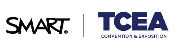 Logo image with SMART Technologies on the left and TCEA Convention & Exposition on the right.