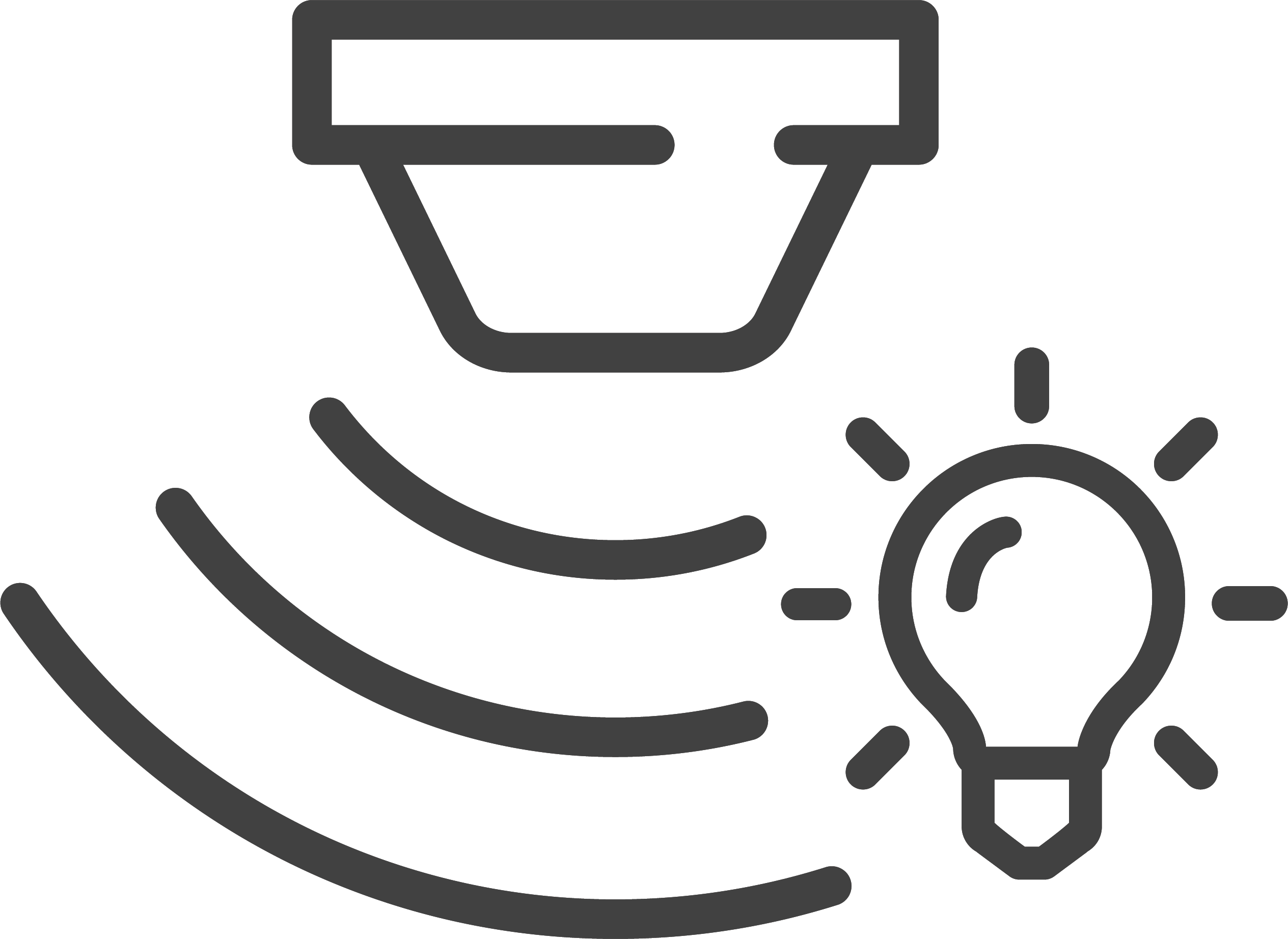  Icon depicting a sensor with radiating lines adjusting to ambient light conditions for optimal viewing.