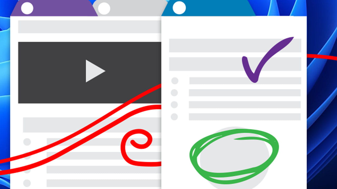 A webpage with SMART Ink annotations, including circles and checkmarks for interactive note-taking.