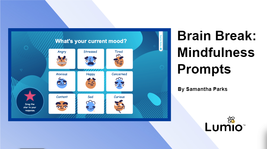 This image depicts an activity titled 'Brain Breaks: Mindfulness Prompts' created by Samantha Parks.