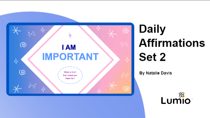 This image depicts an activity titled 'Daily Affirmations Set 2' created by Lauren Reeves.