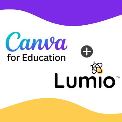 Canva and Lumio logos together showcasing the new integration.