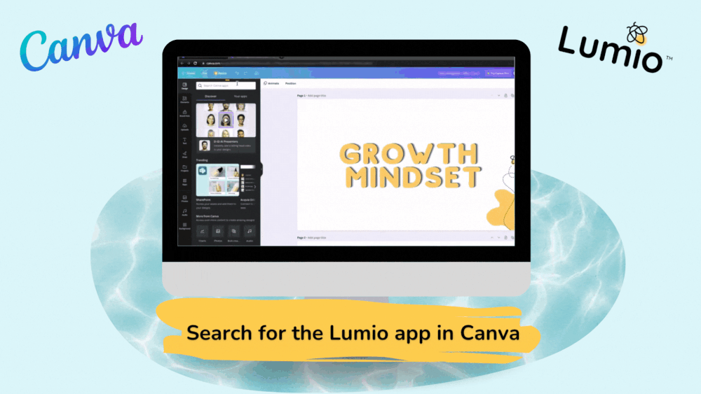 Animated gif showcasing the logos of Canva and Lumio, an integration for enhanced digital learning experiences.