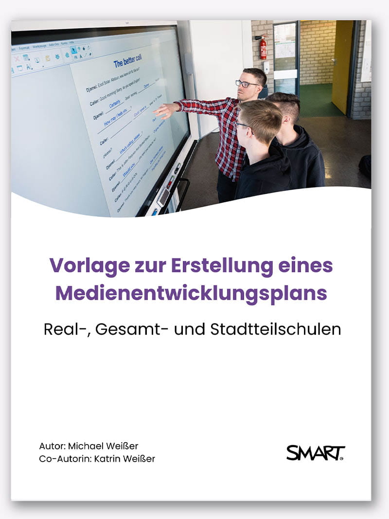 Group of secondary school students using a SMART interactive display for learning.