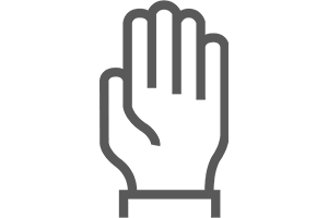 A raised hand icon.