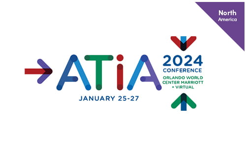 Image showcasing details for ATIA 2024, including the event dates (January 25 - 27, 2024) and venue (Orlando, Fl).