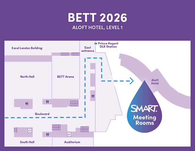 BETT 2026 map showcasing the meeting rooms that SMART will be at