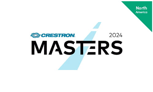 "Image showcasing the Crestron Masters 2024 logo, highlighting the event's focus on advanced technical training for Crestron professionals in North America.