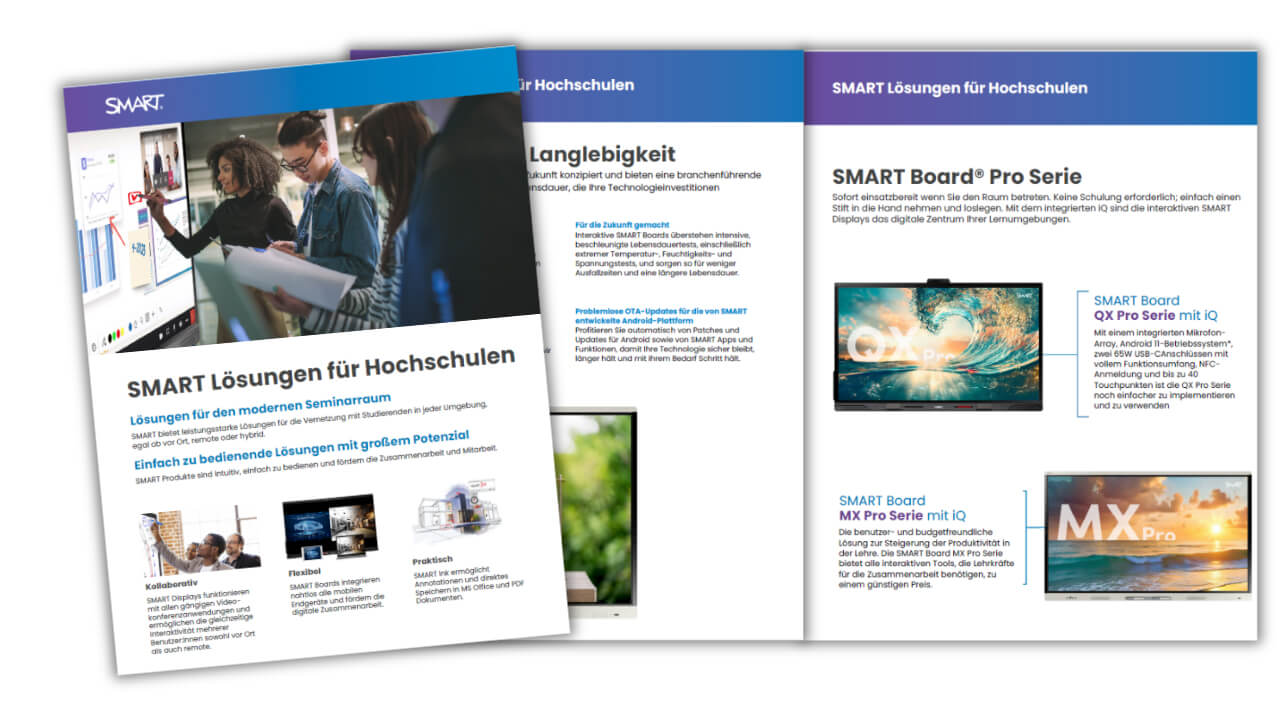 Visual of the SMART business brochure of SMART Board products
