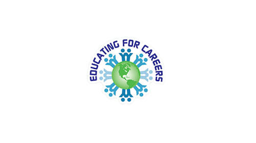Educating for Careers logo with a globe and interconnected blue figures.