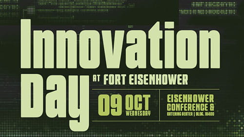 Innovation Day event banner at Fort Eisenhower, featuring the date October 9, 2024.