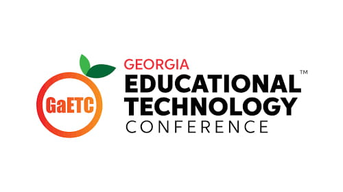 Georgia Educational Technology Conference logo with a peach icon.