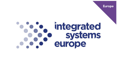 Logo for Integrated Systems Europe 2024, a global trade show for audiovisual and systems integration professionals.