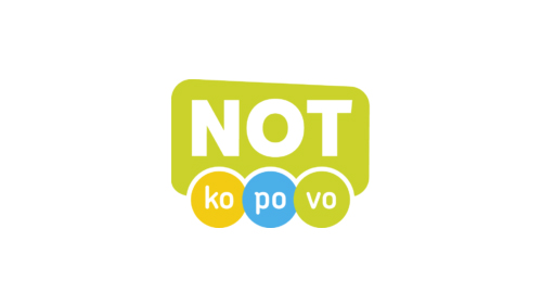The logo for NOT Kopovo, a European educational event. The design features the word "NOT" in bold white letters inside a green rectangle, with "ko," "po," and "vo" in separate circles below it in blue, yellow, and green respectively.