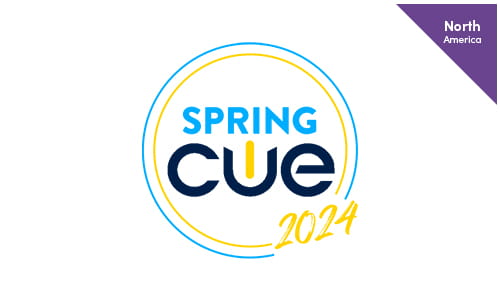 Image showcasing details for Spring CUE 2024, including the event dates (March 21 - 23, 2024) and venue (Palm Springs, CA).