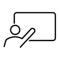 Icon representing a presentor presenting