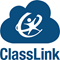 Logo of ClassLink featuring a stylized figure in motion inside a cloud, symbolizing accessibility and cloud-based educational services.