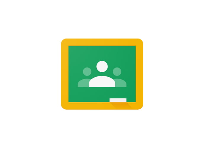 Icon of Google Classroom showing a green chalkboard with an outline of people.