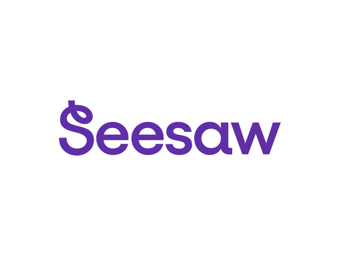 Seesaw app logo with stylized purple seesaw letters on a white background.