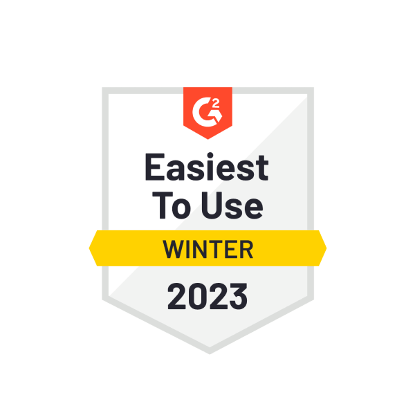 Award badge indicating recognition as the Easiest to Use product for Winter 2023.