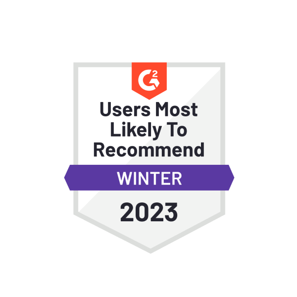 Seal of endorsement awarded for being the product users are most likely to recommend in Winter 2023.