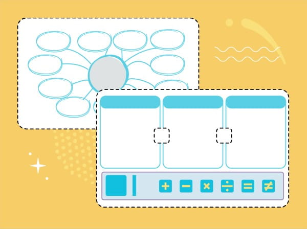 Interactive graphic organizer and comparison chart templates in Lumio, suitable for enhancing classroom activities.