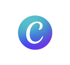 Image with a stylized blue letter C representing the Canva logo, indicating a graphic design tool or platform.