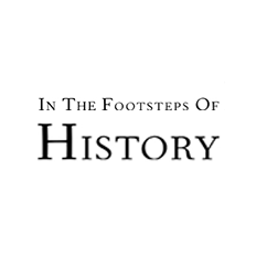 Logo depicting the phrase 'In The Footsteps Of History' in an elegant serif font.