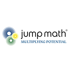 Logo for 'Jump Math' with circular motifs and the tagline 'Multiplying Potential'