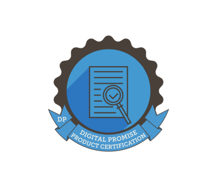 Seal of Digital Promise Product Certification symbolizing recognized quality and efficacy.