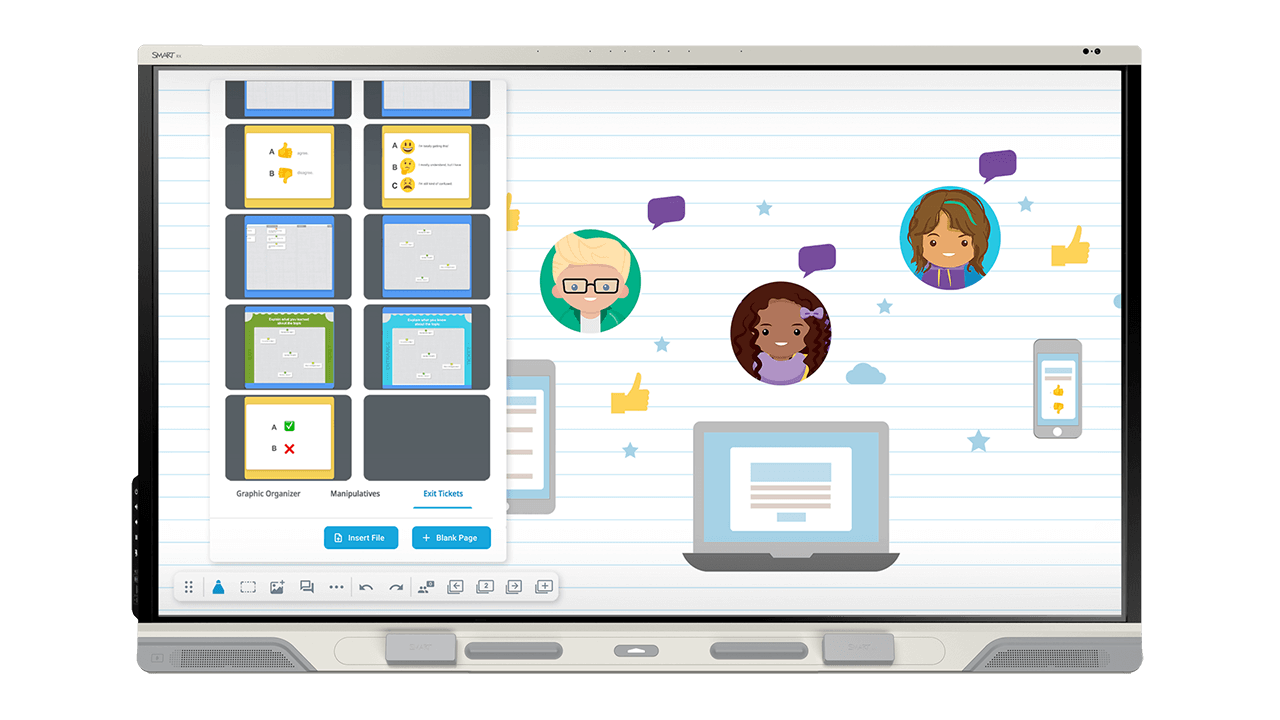 Screen capture of Exit tickets on a SMART Board