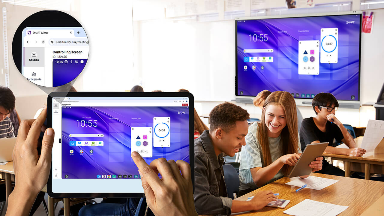 Tablet showing SMART Mirror controlling the SMART Board