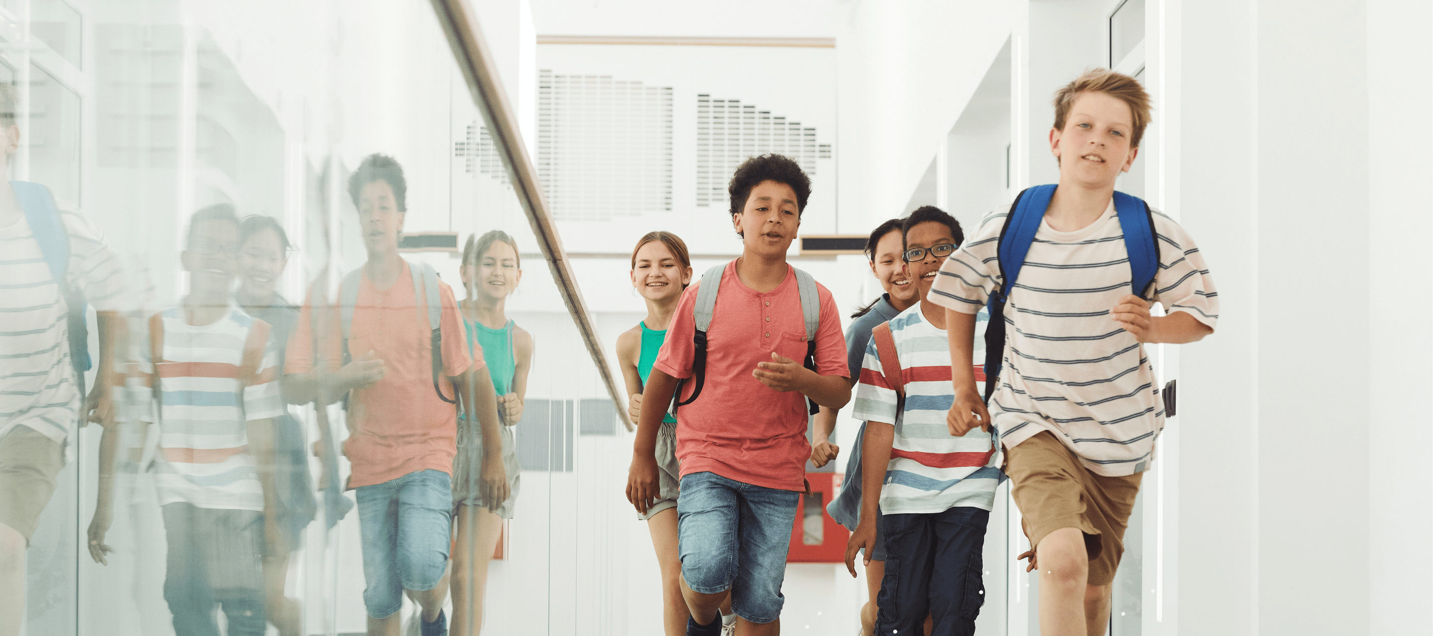 Students running back to class.