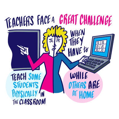 Illustration of teachers facing a great challenge