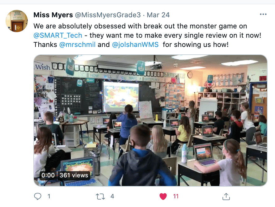 Twitter Screenshot of Miss Myers's post for SMART