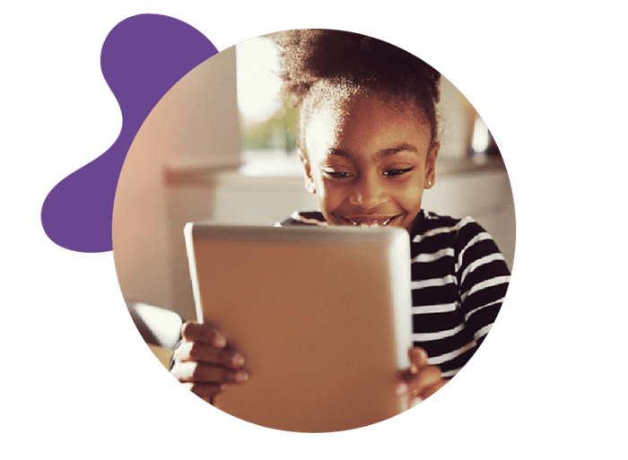 Young female student looking at a tablet